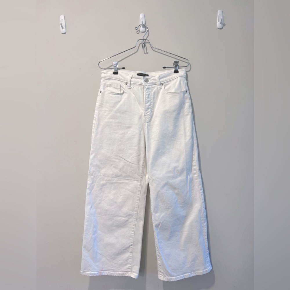 Banana Republic High Rise Wide Leg Crop White Jeans